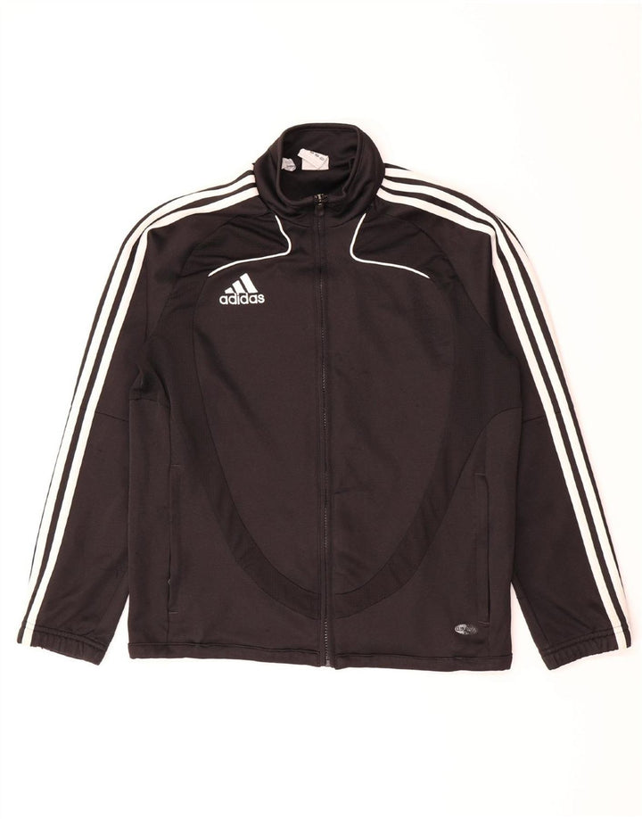 ADIDAS Boys Climalite Tracksuit Top Jacket 13-14 Years Black Polyester Vintage Adidas and Second-Hand Adidas from Messina Hembry 
