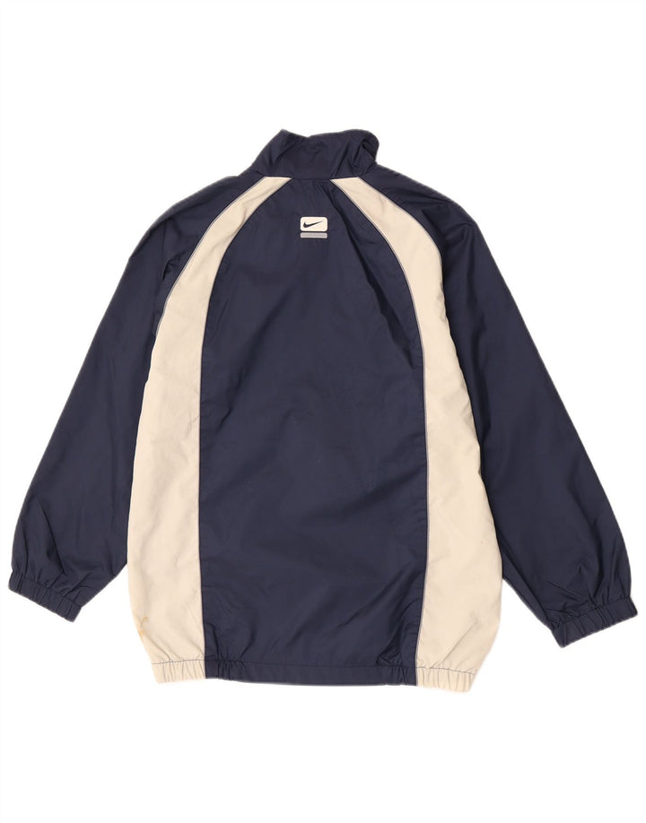 Nike Boys Graphic Rain Jacket 11-12 Years Large Navy Blue Colourblock