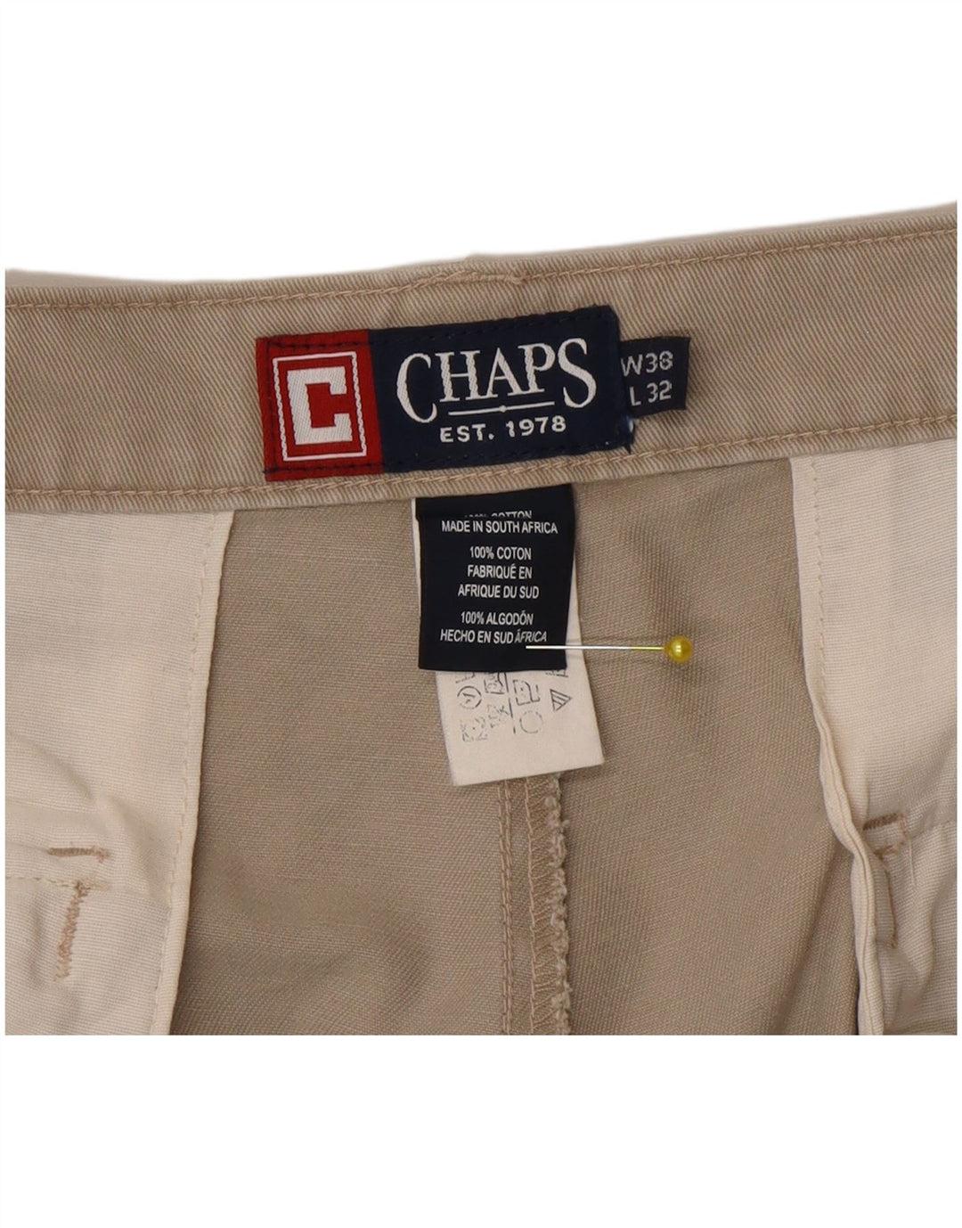 Chaps Mens Straight Cargo Trousers W38 L32 Grey Cotton