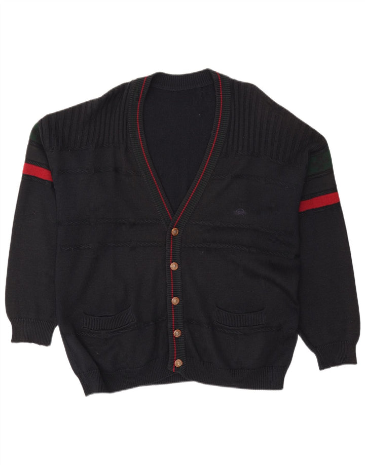 Vintage Mens Cardigan Sweater XL Black Colourblock
