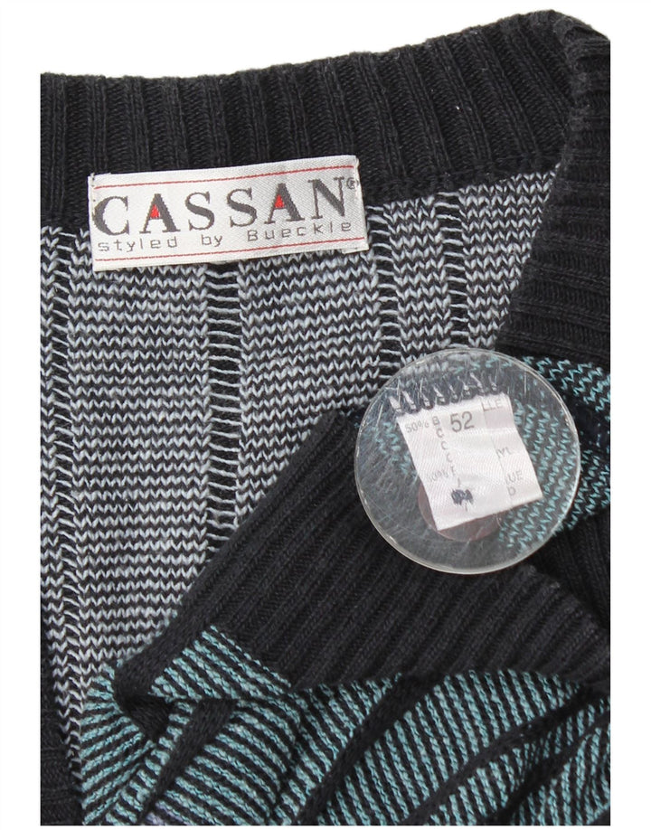 Cassan Mens Cardigan Sweater IT 52 Large Multicoloured Striped Cotton