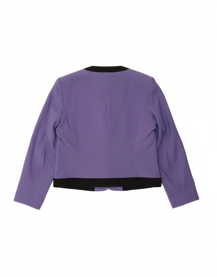 VINTAGE Womens Bolero Top UK 14 Medium Purple Colourblock Polyester