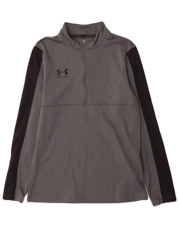 Under Armour da donna con zip e collo, vestibilità regolare, manica lunga, grigio medio, sportivo