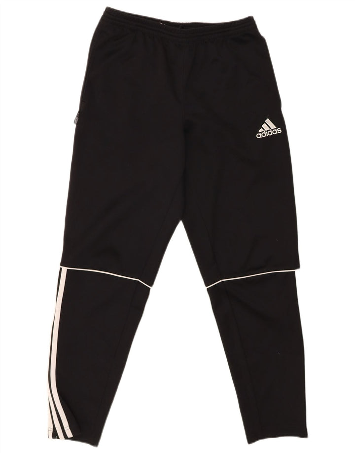 ADIDAS Boys Climalite Tracksuit Trousers 13-14 Years Black Polyester