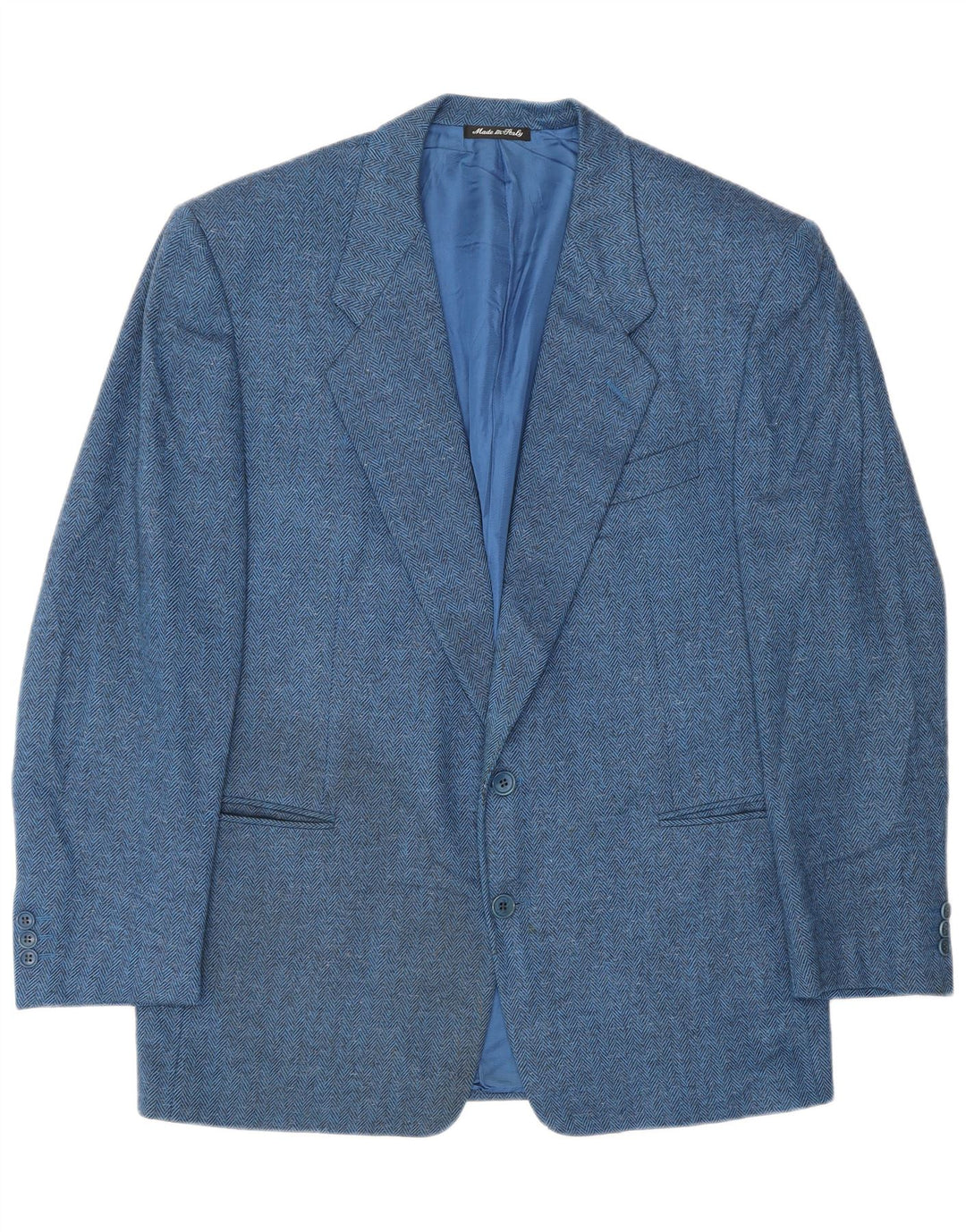 Pal Zileri Mens 2 Button Blazer Jacket IT 52 XL Blue Herringbone Wool