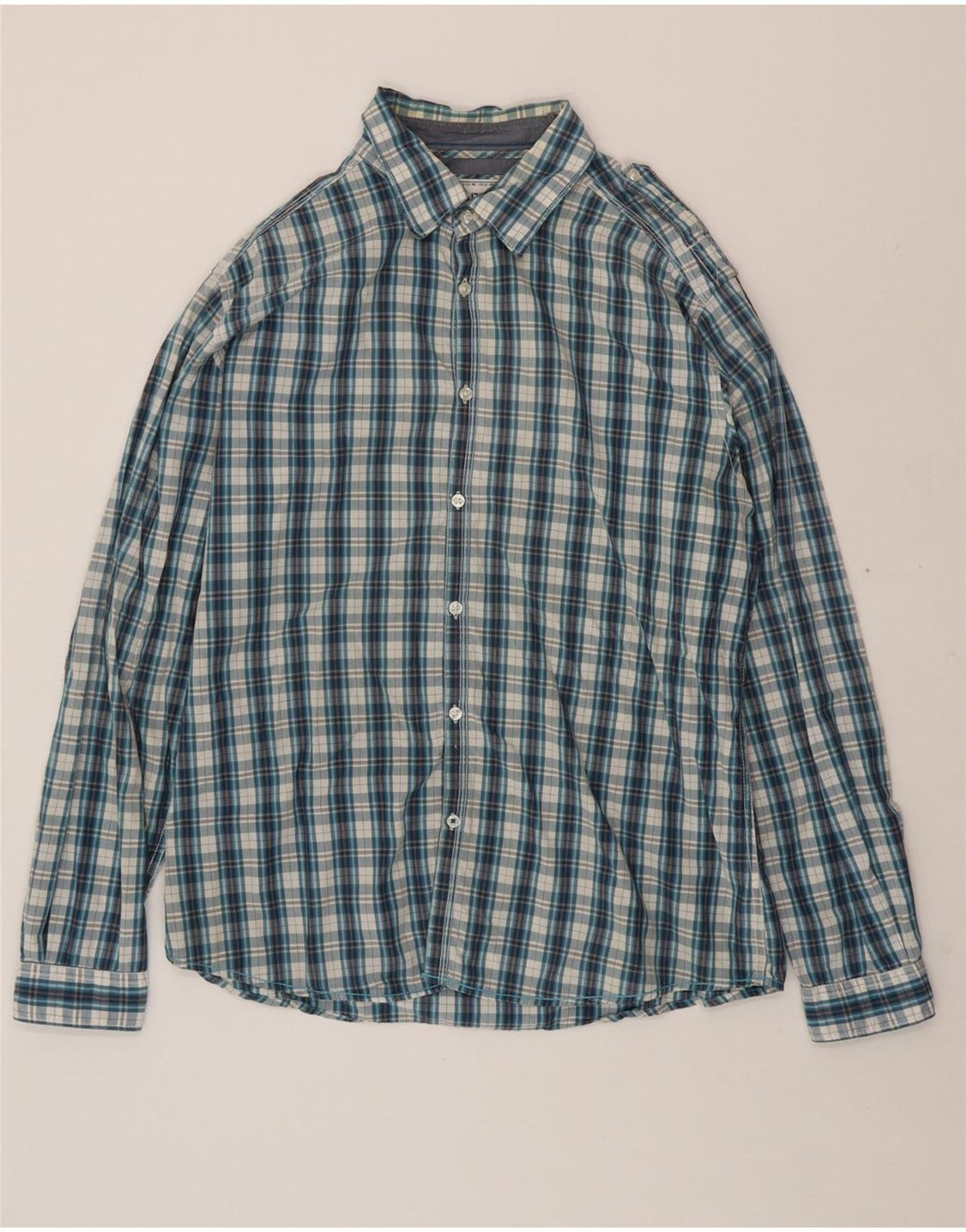 ESPRIT Mens Urban Fit Slim Fit Shirt XL Blue Check Vintage Esprit and Second-Hand Esprit from Messina Hembry 