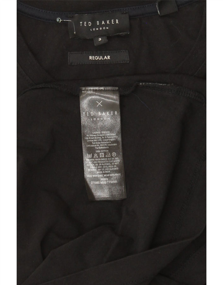 Ted Baker Mens Regular T-Shirt Top Size 3 Medium Black Cotton