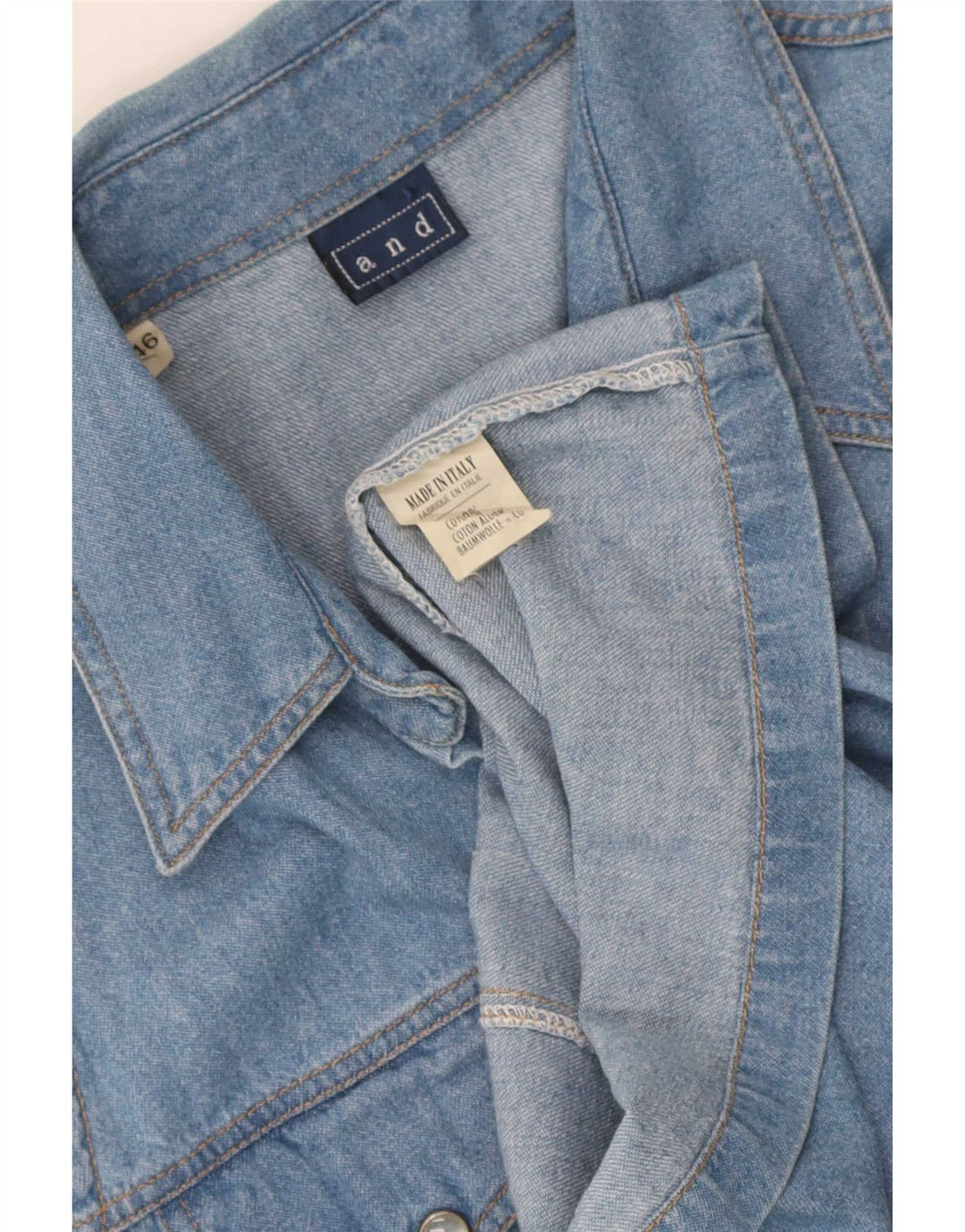 And Womens Sleeveless Denim Shirt IT 46 Large Blue Cotton