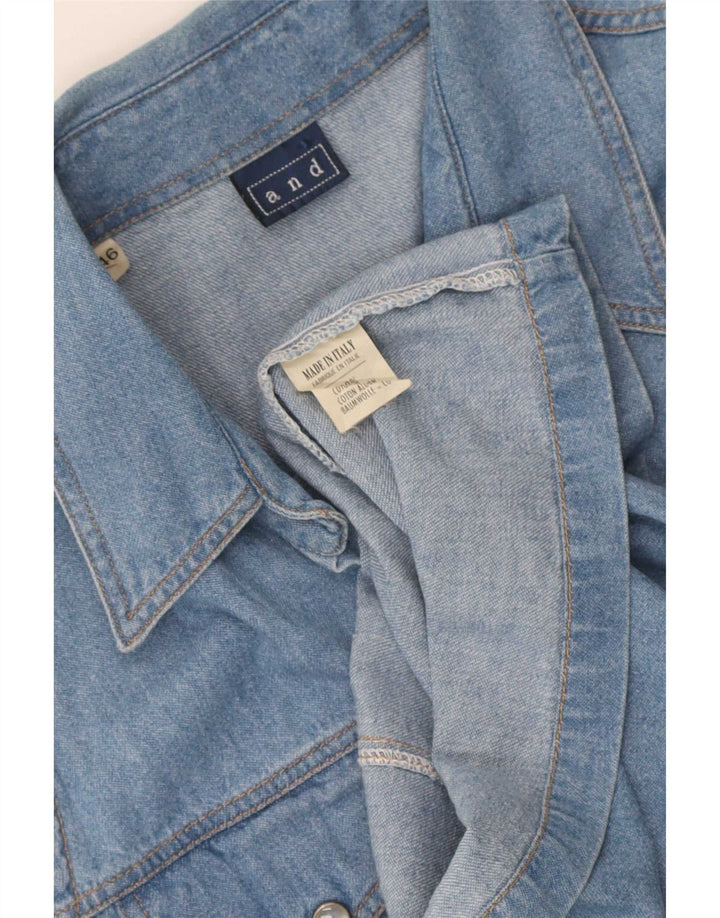 And Womens Sleeveless Denim Shirt IT 46 Large Blue Cotton