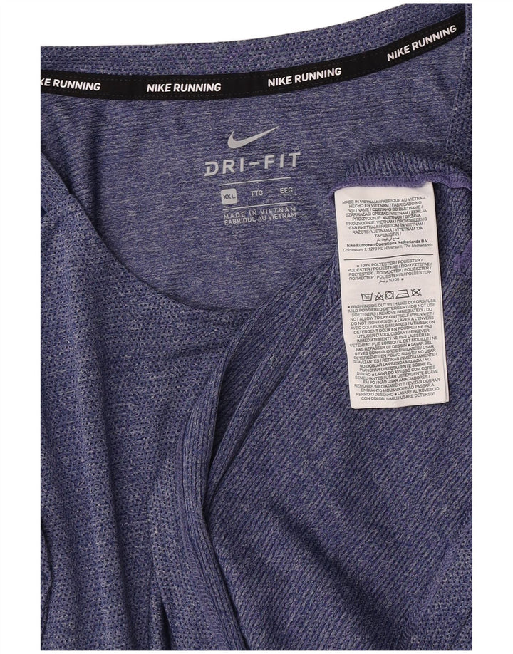 Nike Mens Dri Fit T-Shirt Top 2XL Navy Blue Polyester