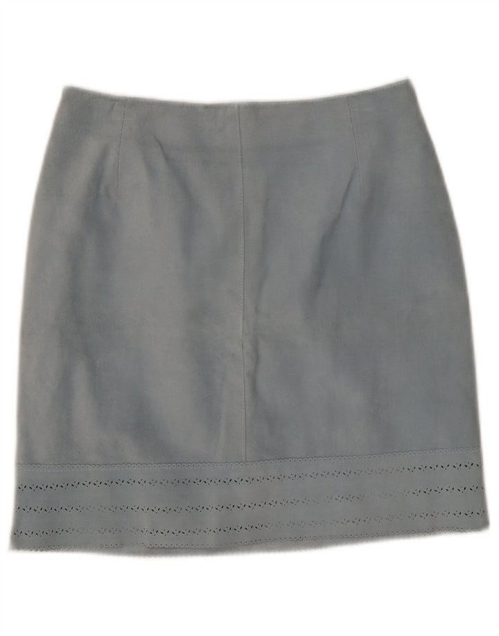 Gonna in pelle vintage da donna IT 42 media W27 in pelle blu