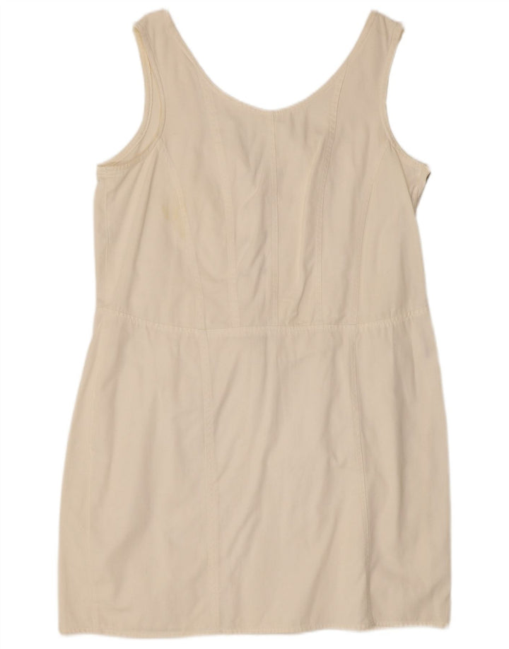 Vintage Womens Sleeveless Denim Dress UK 12 Medium White