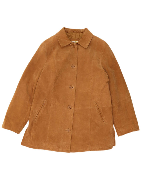 Marcel Clair Womens Suede Jacket UK 14 Large Brown Leather