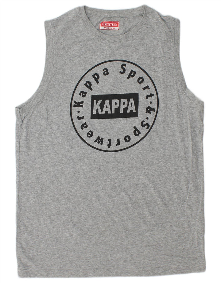 Canotta grafica da uomo Kappa in cotone mélange grigio medio