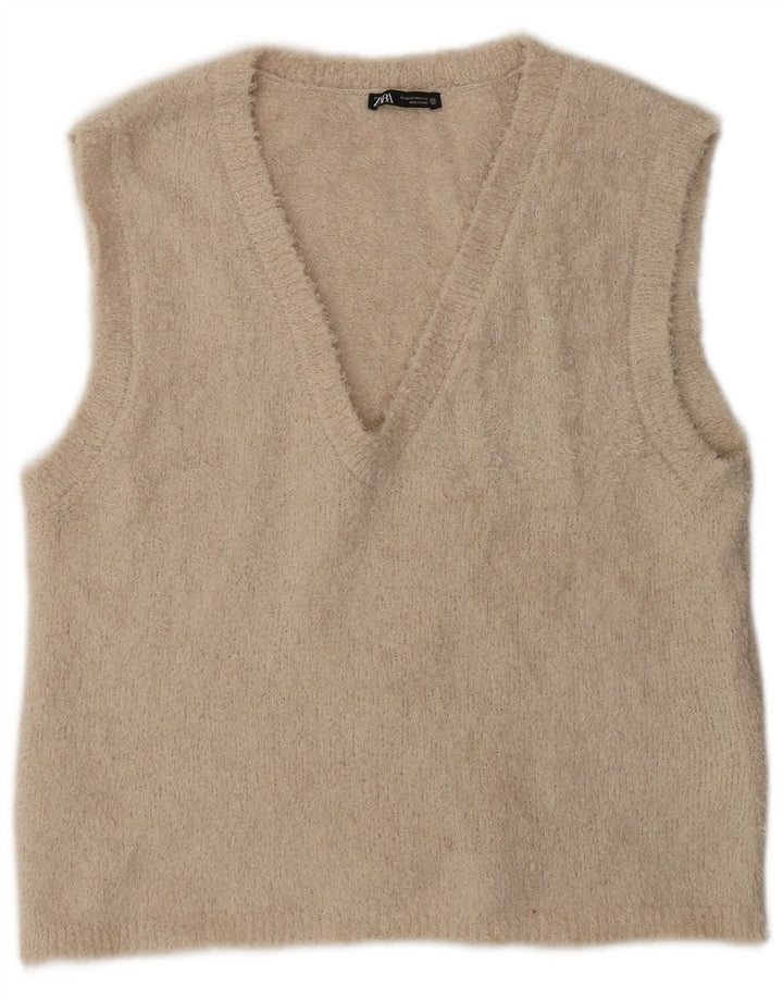 Zara Γυναικείο Γιλέκο Tank Top UK 14 Medium Beige Polyester
