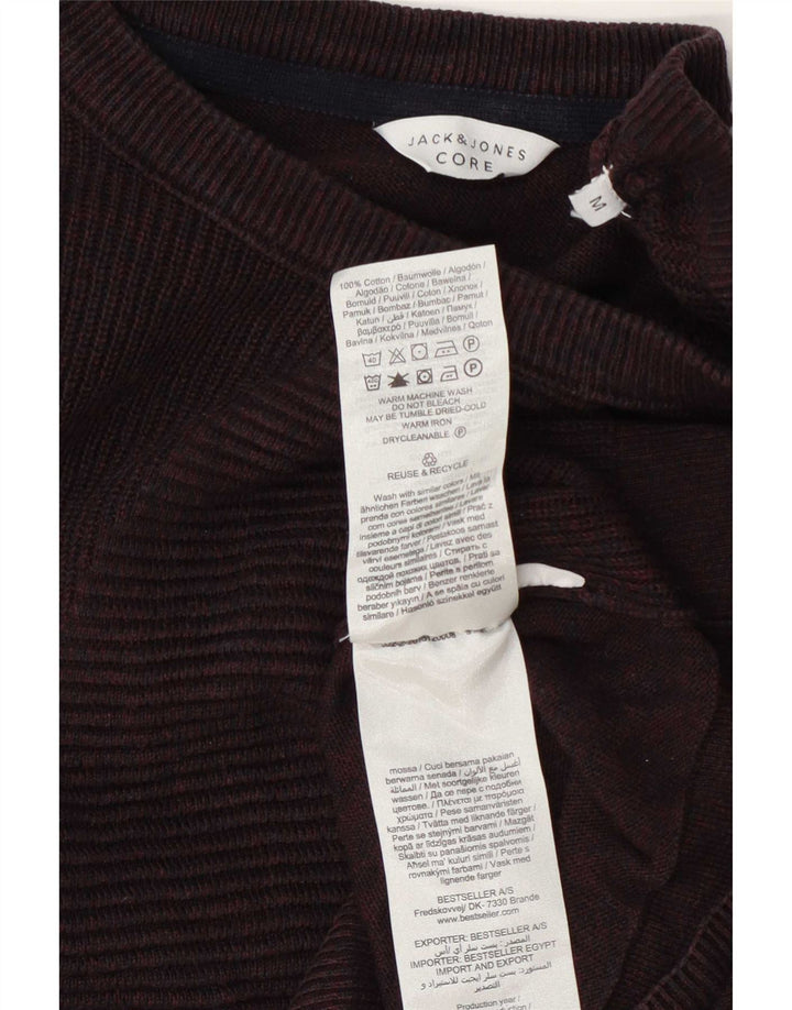 Jack & Jones Mens Core Regular Fit Boat Neck Jumper Sweater Medium Burgundy