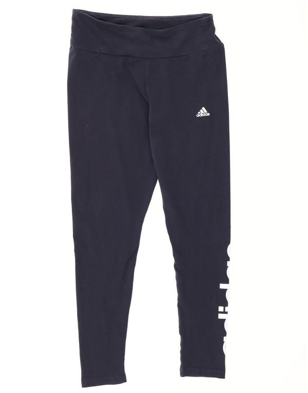 Leggings grafici attillati da donna Adidas UK 16/18 Large in cotone blu navy