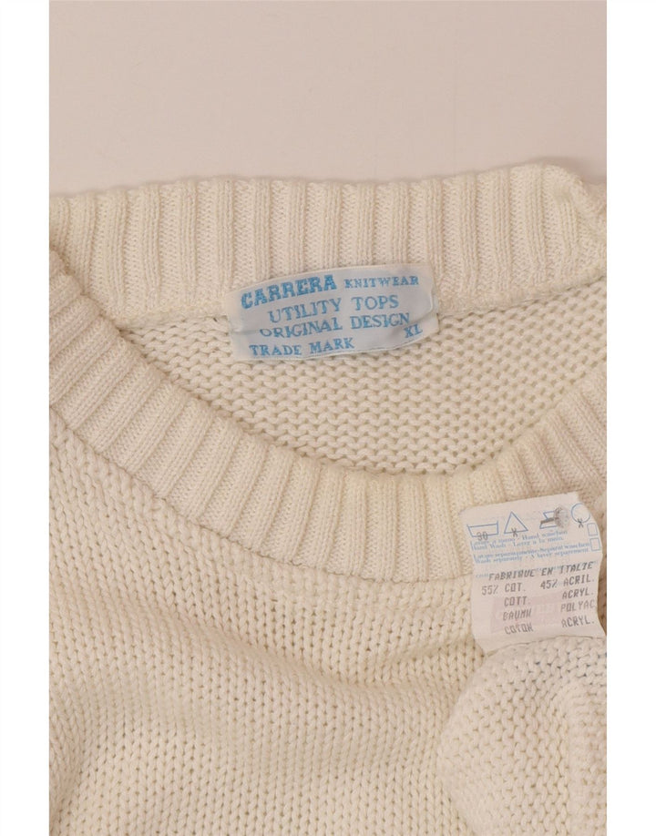 Carrera Mens Crew Neck Jumper Sweater XL White Cotton