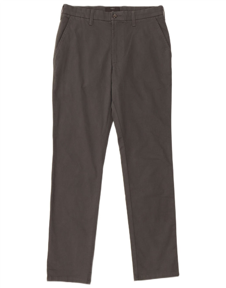 Marks & Spencer Mens Slim Chino Trousers W30 L31 Grey Cotton