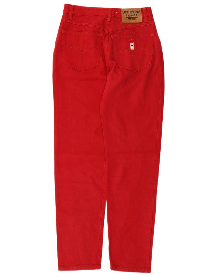 Uniform Womens High Waist Jeans W30 L29 Red Cotton