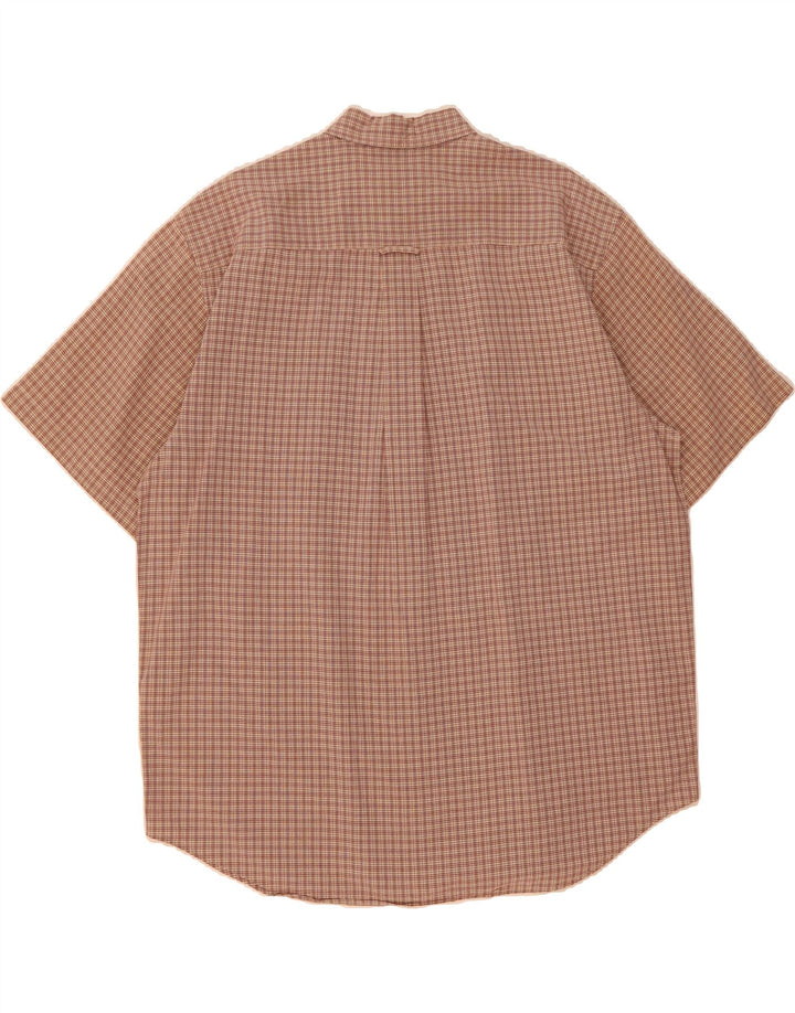 EDDIE BAUER Mens Short Sleeve Shirt Large Brown Check Cotton