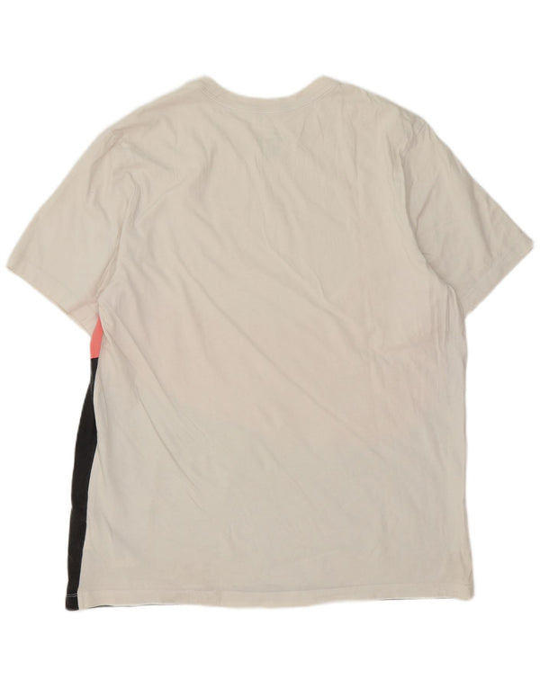T-shirt grafica da uomo Nike Top XL in cotone color block bianco