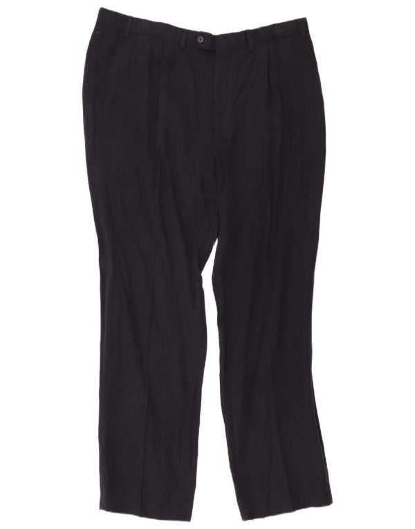 Marks & Spencer Herre Pegged Suit Bukser W40 L33 Marineblå Silke