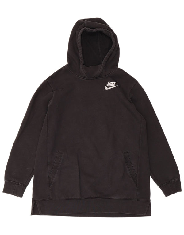 Платье-джемпер свободного кроя с капюшоном Nike для девочек 13–14 лет, черный хлопок, спортивный размер XL