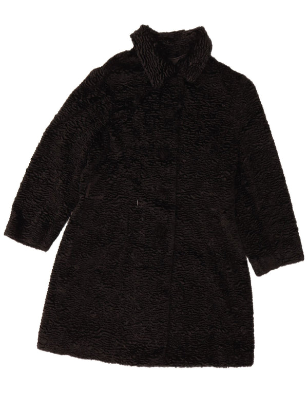 Emozioni Womens Faux Fur Overcoat UK 16 Large Black Acetate