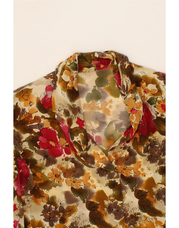 VINTAGE Womens 4 Button Blazer Jacket UK 12 Medium Multicoloured Floral Vintage Vintage and Second-Hand Vintage from Messina Hembry 