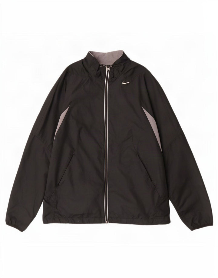 Nike Womens Tracksuit Top Jacket US 12/14 Large Black Colourblock Polyester