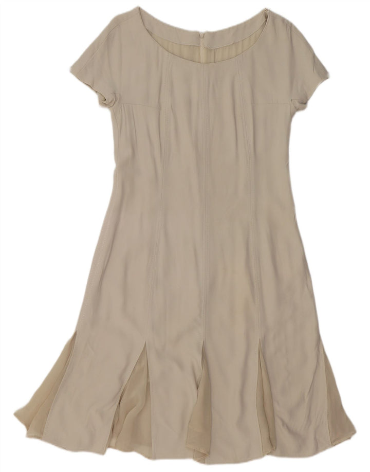 VINTAGE Womens A-Line Dress UK 12 Medium White