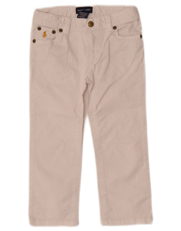 Ralph Lauren Girls Straight Casual Trousers 4-5 Years W20 L15 White Cotton