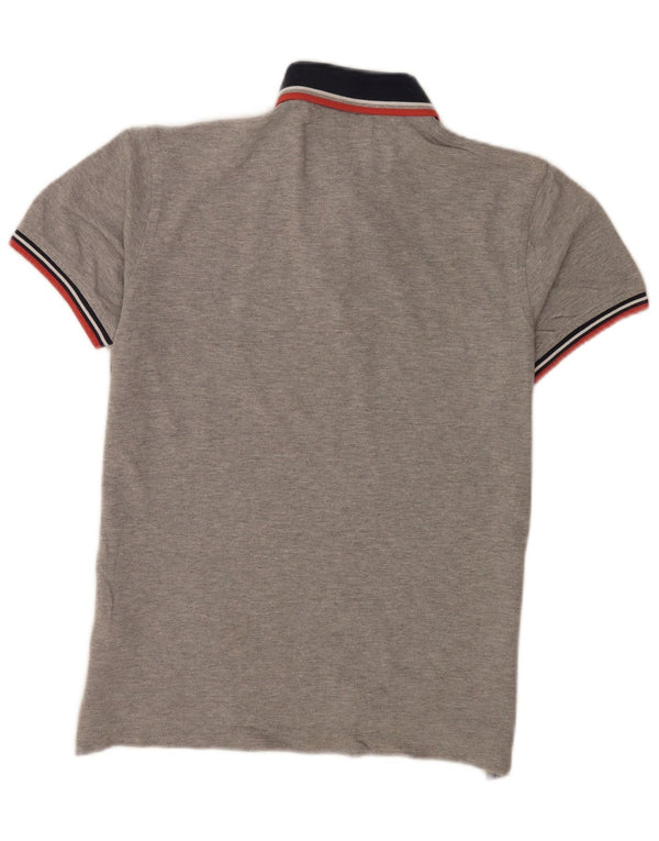 Polo da uomo slim fit Tommy Hilfiger in cotone chiazzato grigio medio
