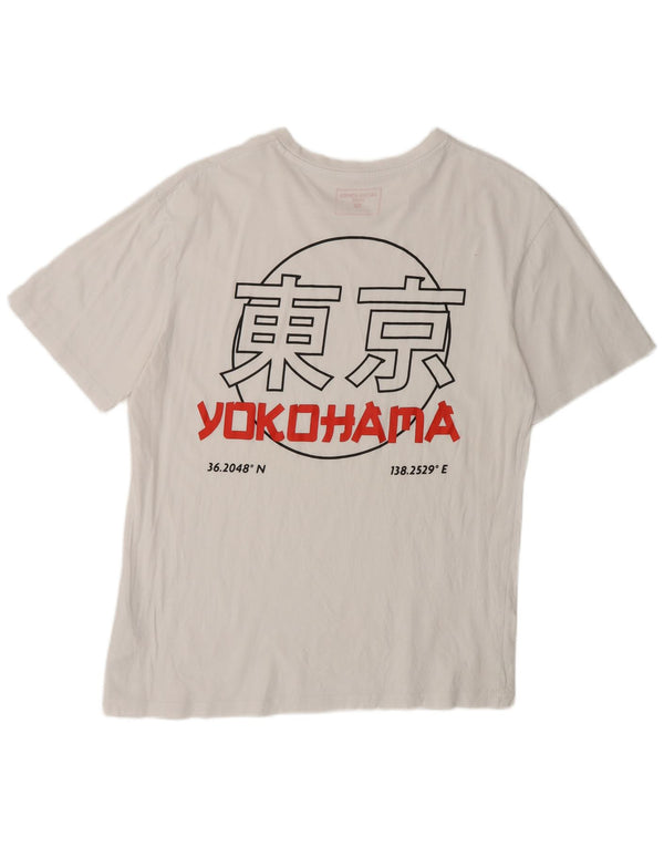 Jack & Jones Mens Graphic T-Shirt Top Large White Cotton