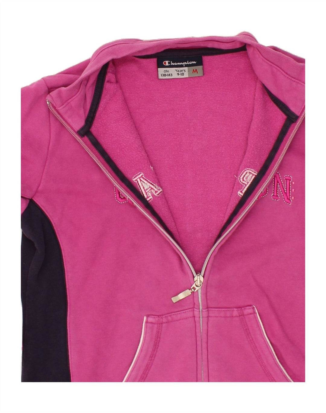 CHAMPION Girls Graphic Tracksuit Top Jacket 9-10 Years Medium Pink Vintage Champion and Second-Hand Champion from Messina Hembry 