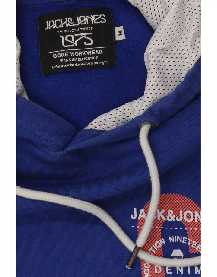 JACK & JONES Mens Graphic Hoodie Jumper Medium Blue Cotton Vintage Jack & Jones and Second-Hand Jack & Jones from Messina Hembry 