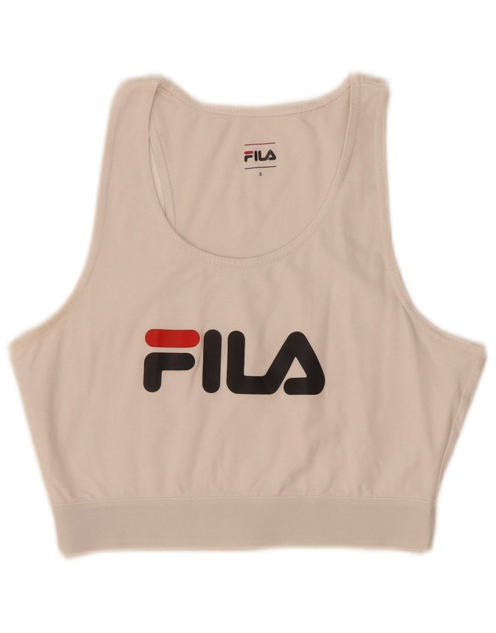 Fila Womens Crop Graphic Vest Top UK 8 Small White
