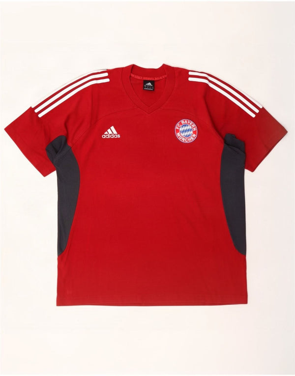 Adidas Mens FC Bayern Munchen T-Shirt Top UK 42/44 XL Red Colourblock