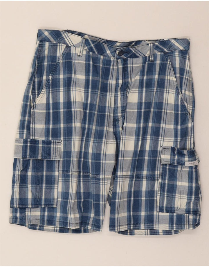 WRANGLER Mens Cargo Shorts W36 Large Blue Check Vintage Wrangler and Second-Hand Wrangler from Messina Hembry 