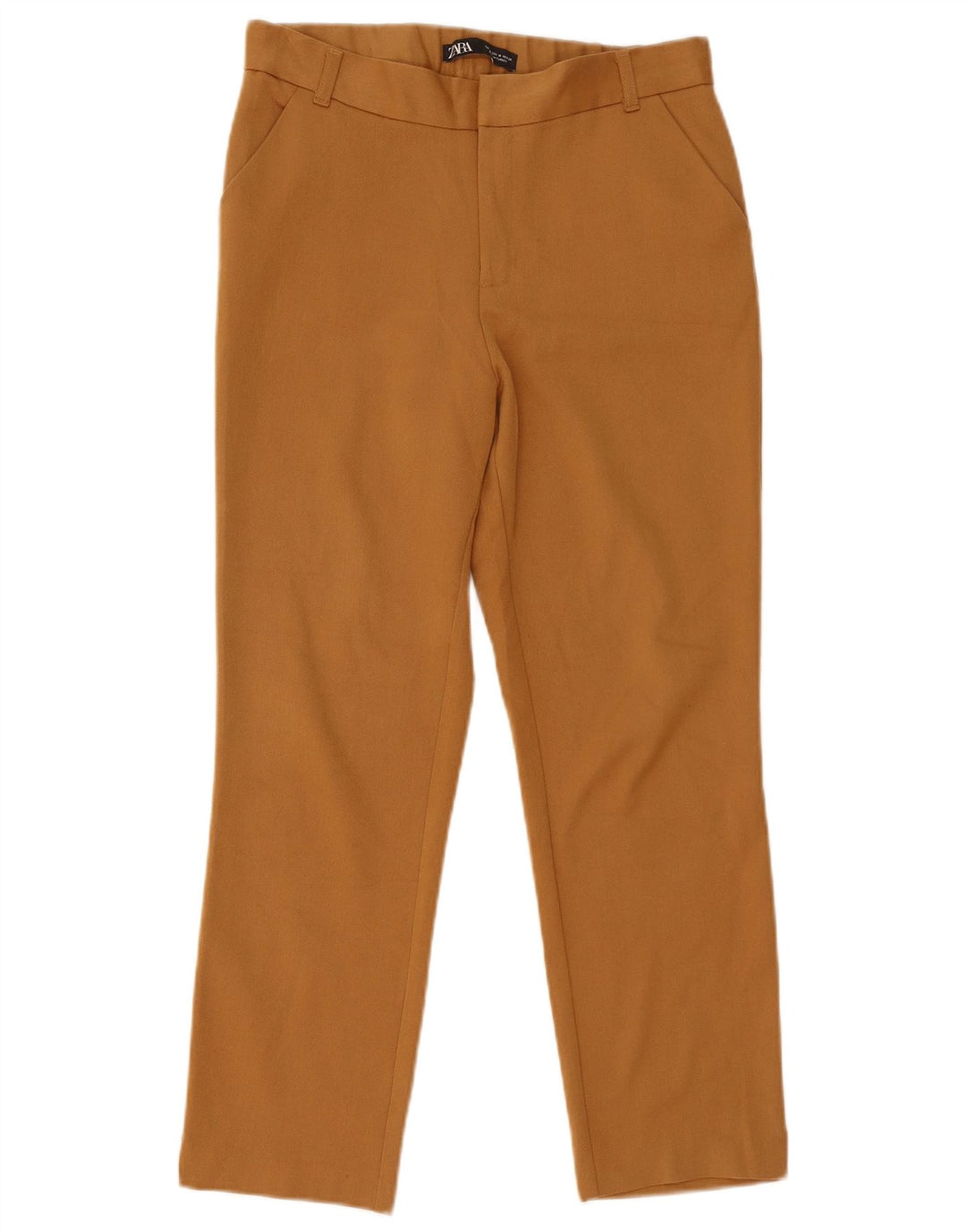 Zara Dame Slim Cropped Trousers Medium W28 L25 Brun Polyester