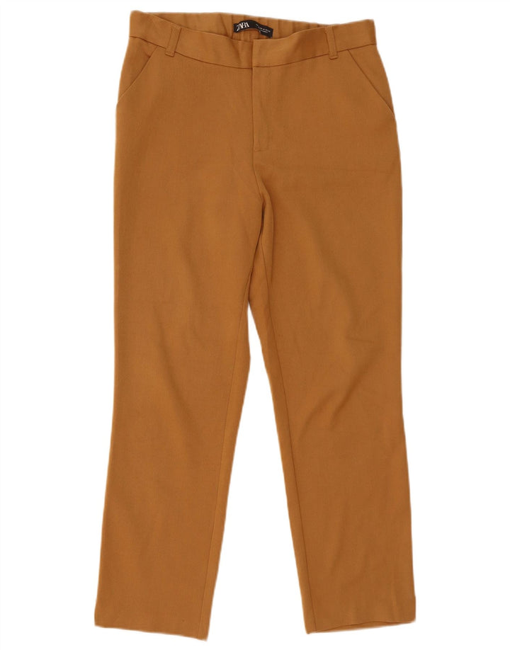 Zara Dame Slim Cropped Trousers Medium W28 L25 Brun Polyester