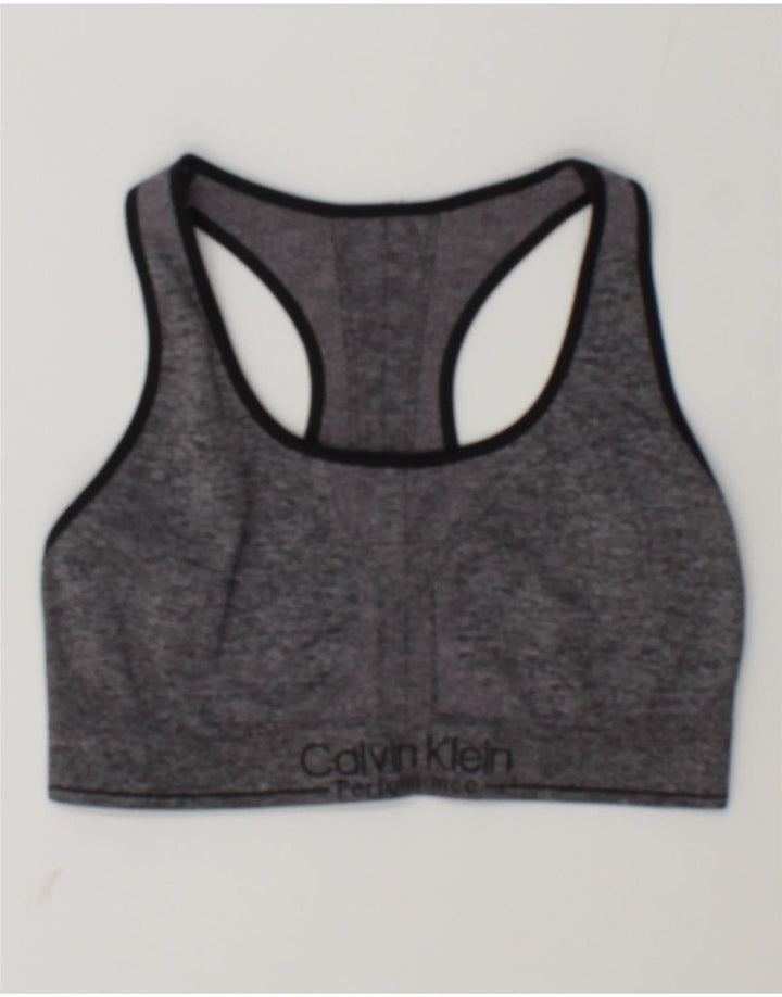 Top reggiseno sportivo grafico da donna Calvin Klein grigio medio