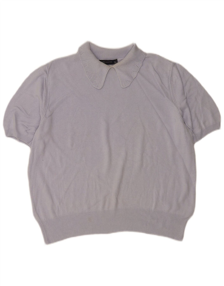 Marks & Spencer Womens Polo Neck Jumper Sweater UK 14 Large Blue
