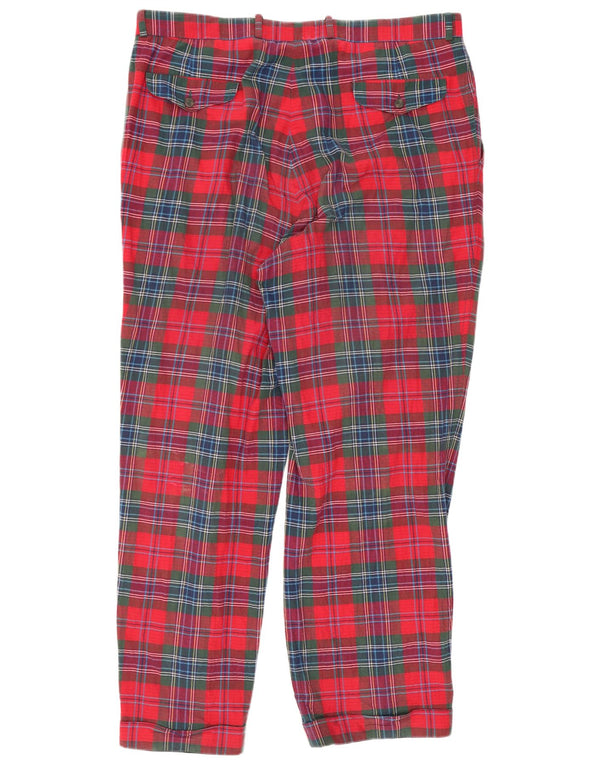 Pantaloni da abito dritti da uomo Golfino W44 L30 in cotone a quadri rossi