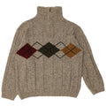 Monte Carlo Mens Zip Neck Jumper Sweater IT 52 Large Grey Argyle/Diamond