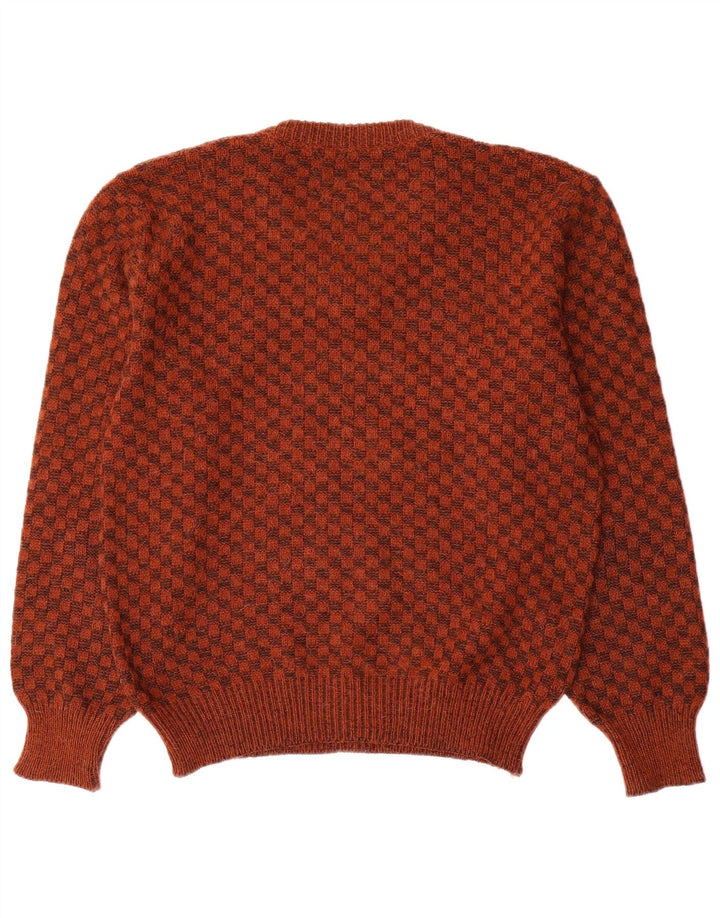 Vintage herre V-hals sweater lille brun geometrisk