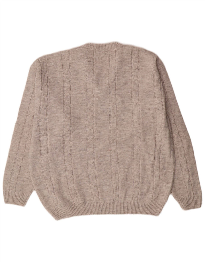 Herman Mens V-Neck Jumper Sweater Medium Grey Wool