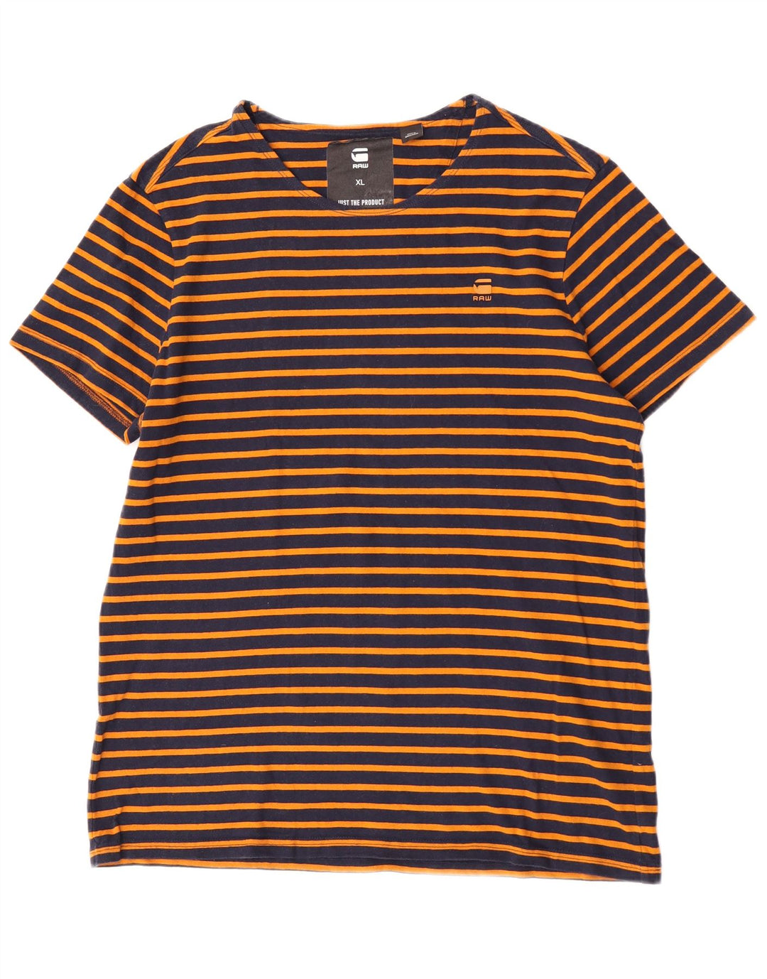 G-Star Mens T-Shirt Top XL Orange Striped