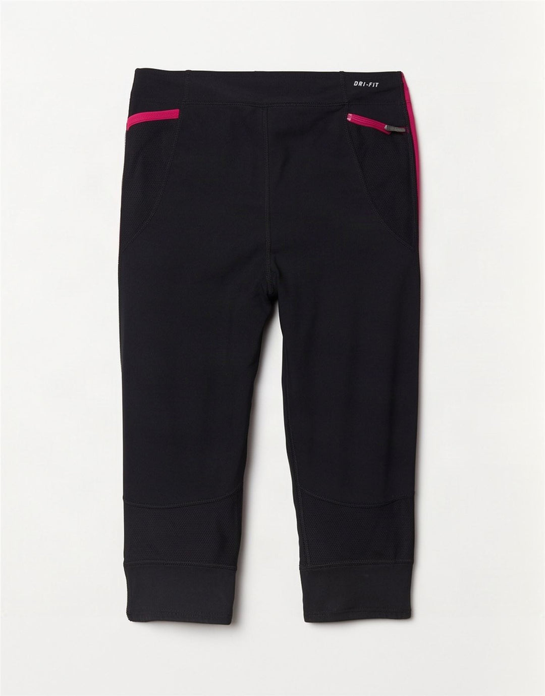 Nike Womens Dri Fit Capri Leggings UK 14 Large Black Colourblock Polyester